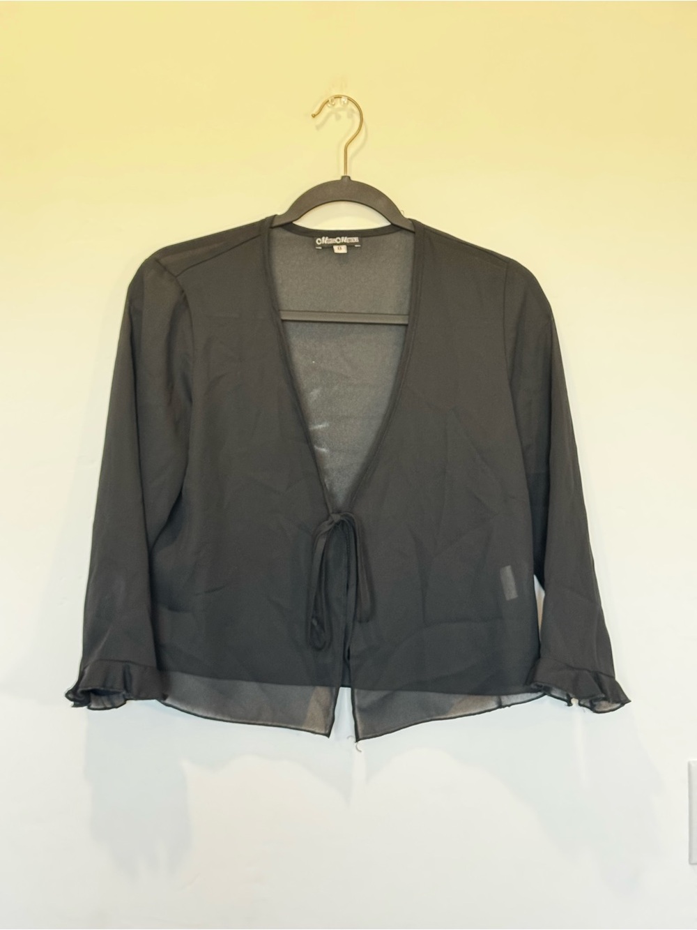 90s Vintage Sheer Front Tie Top- Whimsigoth Fairy Grunge Y2K Goth
